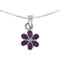 Southwest Magenta Turquoise Flower Inlay Sterling Silver Box Chain Necklace Set JX129097